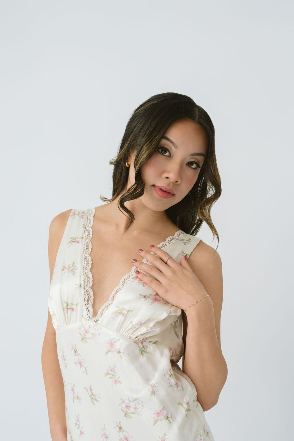 East Meets West Floral Dress front details